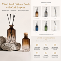 Bouteille diffuseur de parfum cylindrique en verre ambré dégradé de 200 ml en gros, diffuseur d'arômes sans flamme de luxe avec bouchon à vis et boîte cadeau