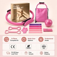 Kit de Pilates 8 pièces : Cercle Magique, Bandes de Résistance, Mini Ballon, Sangle de Maintien, Chaussettes Antidérapantes – Équipement d'Entraînement pour la Maison