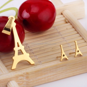 Hot Selling <b>Necklace</b> China Vintage Stainless Steel Eiffel Tower Jewelry <b>Sets</b> - Product Image 5
