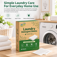 80 Feuilles de Lessive Écologiques en Bandelettes, à Base de Plantes, Sans Plastique, pour Lavage Quotidien