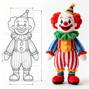 Muñecos de Peluche Personalizados de Payaso de Circo, Rellenos de Algodón PP, para Cumpleaños, Bordados - Product Image 3