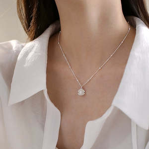 WENCHI Delicate Design Ladies Natural <b>Pearl</b> <b>Necklace</b> S925 <b>Sterling</b> <b>Silver</b> Shell 450g - Product Image 3
