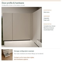 Meuble de cuisine en mélamine en forme de L, design moderne et luxueux, boîtes de rangement en contreplaqué, rangement coulissant et fourniture pour projets de villas