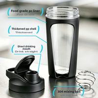 Bouteille de shaker sportif Lingyue 700 ml, anti-fuite, avec boule en acier inoxydable 304 pour la salle de sport, le fitness et les voyages