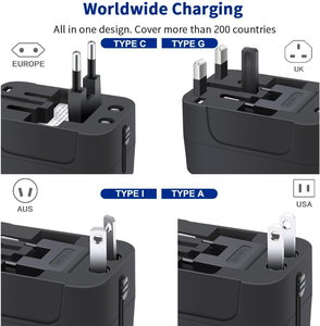 Adaptador de viaje universal Adaptador de enchufe INTERNACIONAL DE CARGA RÁPIDA, Cargador de pared mundial Adaptador convertidor de enchufe de alimentación de CA - Product Image 3