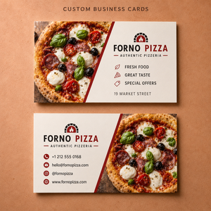 Biglietti da Visita Personalizzati per Pizzerie, Biglietti con <span class=keywords><strong>Foto</strong></span> di Cibo Stampate per Promozione del Brand di Pizzeria - Product Image 1