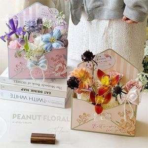 กล่องดอกไม้แบบซองจดหมายรุ่นใหม่ ถุงกระดาษลายดอกไม้ กล่องของขวัญทำมือ DIY สำหรับวันแม่ - Product Image 1