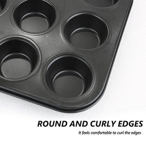 Kualitas berkilau 2 spesifikasi. Loyang memanggang kue baja karbon, 6.7/ 4.5cm Slot panci cetakan baja karbon anti lengket 12 cangkir nampan Cupcake panci Muffin - Product Image 4