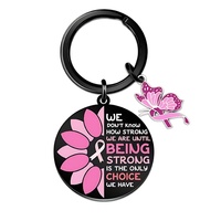 Porte-clés léger vintage en métal personnalisé avec logo de dessin animé pour la sensibilisation au cancer du pancréas, des ovaires et de la vessie chez la femme - Mon