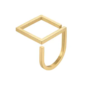 Original Design 18K Gold Plated Stainless Steel Jewelry Geometric U-shaped Square Ring For Women Punk Rings R224175
