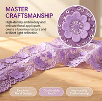 Tissu en dentelle à appliques florales 3D, broderie perlée et sequins, maille de tulle transparente pour textiles de maison, filles et garçons