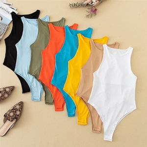 Vente en Gros Bodys Décontracté et Sexy <span class=keywords><strong>Femme</strong></span> Sans Manches, Combinaison Short de Plage Ajustée Couleur Unie - Product Image 1