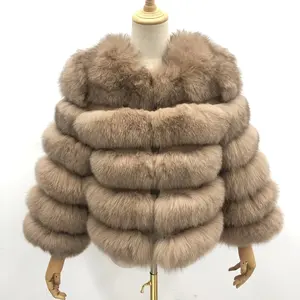 Wholesale natural Real cropped fox fur jacket Girls fashion winter coat women fashion fox fur coat