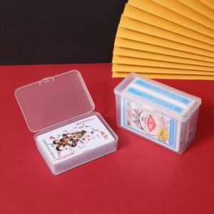Boîte de rangement rectangulaire transparente en plastique pour cartes, organiseur de bureau pour cartes à jouer, cartes d'identité, cartes de visite, design recouvert, fabriqué au Zhejiang - Product Image 1