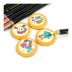 Caneta metálico comestível de grau alimentício marcadores para decoração de biscoitos de pintura de alimentos