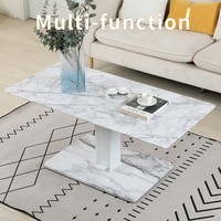 Table basse carrée moderne extensible avec plateau en métal pour salon