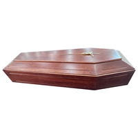 Ataúd Funerario Estilo Europeo en Color Marrón Oscuro con Acabado Brillante, Adornos Simples y Cruz de Jesús, Tamaño Personalizado
