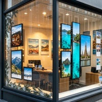 Système de lecture vidéo LCD couleur multi-écrans suspendus (1 à 9 pièces) avec CMS pour agences immobilières, vitrines et affichage commercial