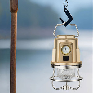 Camping Lamp <b>Led</b> Portable Rechargeable Waterproof Outdoor Hanging Light With <b>Clock</b> For Tent Use - Product Image 1
