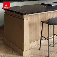 Allandcabinet Meuble de cuisine îlot de luxe moderne en érable cannelé coloré avec armoires à accès intégral