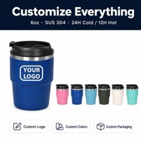 Mug à café isotherme en acier inoxydable à double paroi de 6 oz avec couvercle à clapet, personnalisable avec logo, idéal pour les cadeaux d'entreprise - Vente en gros ZB