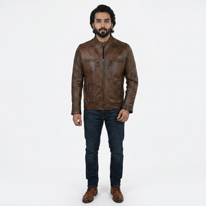 Blouson en cuir PU pour hommes, style super tendance, avec fourrure, personnalisable, vente en gros - Product Image 1