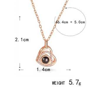 [Rame] collana di proiezione cuore in oro rosa personalizzata | Design a doppio cuore con foto all'interno | Romantico regalo di gioielli personalizzato - Product Image 6