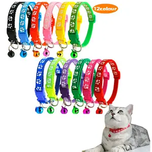 Custom Fashion Cat Collar Multi-colors Adjustable Nylon Dog Collar With Bell Pet Puppy Cat Collar
