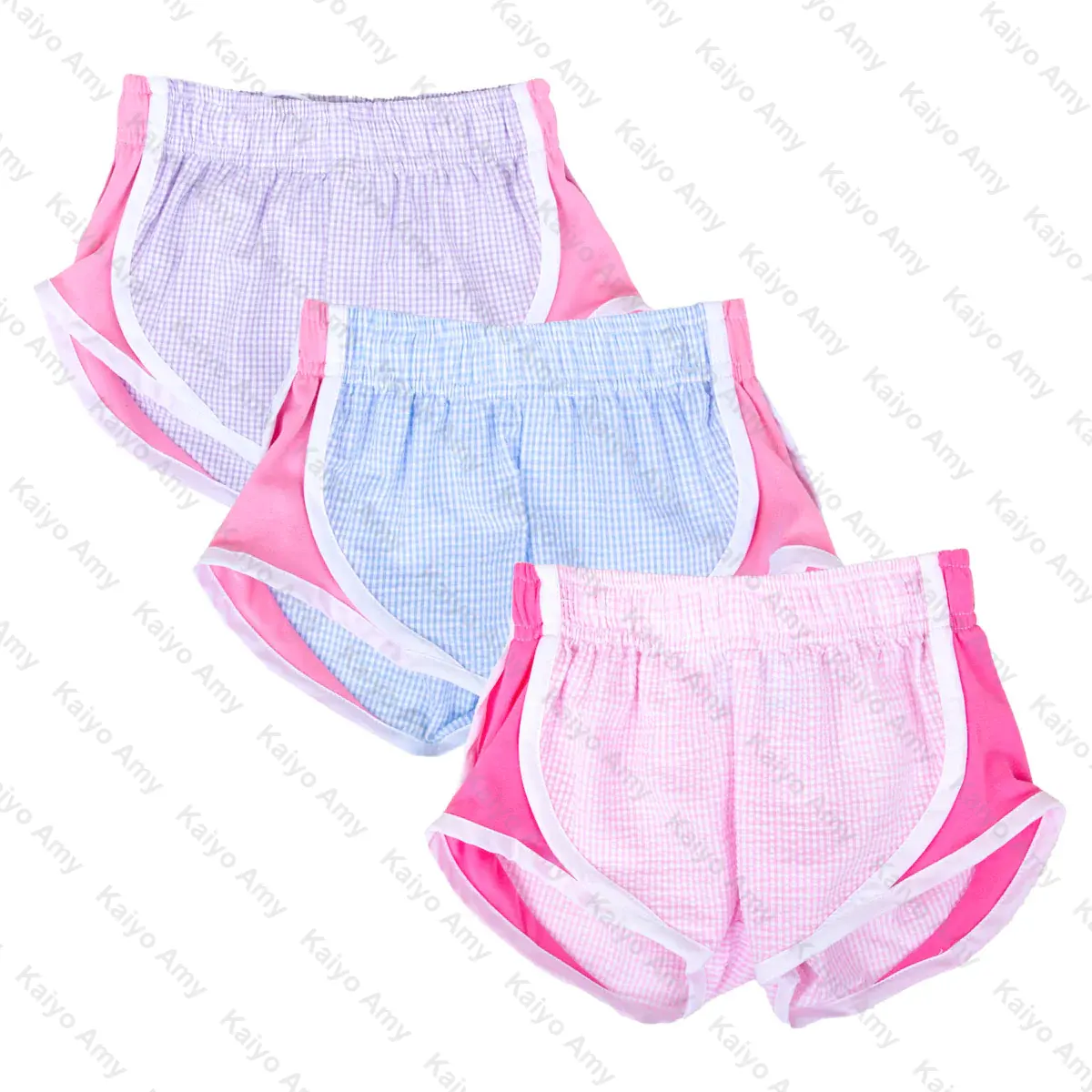 2024 Venta caliente Seersucker gingham niños niñas pantalones cortos activos pantalones cortos deportivos verano playa pantalones cortos
