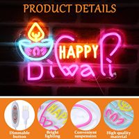 Happy Diwali Décorations Diwali Neon Sign 2025 Deepawali Party Décoration Diya LED Neon Light Signs