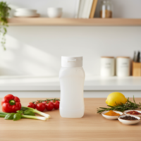Bouteille carrée en plastique PP/PE de 300 ml pour sauce tomate avec couvercle à clapet imprimé offset pour miel, extrusion CP-0631, alimentation et boissons