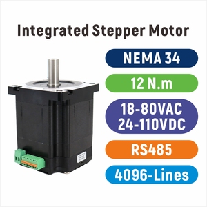高扭矩 86mm NEMA 34 集成步进电机 RS-485 通信 12.5Nm 18-80VAC / 24-110VDC 用于工业自动化 - Product Image 1