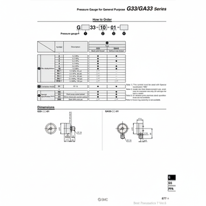มาตรวัดความดัน G33-4-01แบบแมนนวลบริการเติมเต็มตัวแปร SMC - Product Image 1
