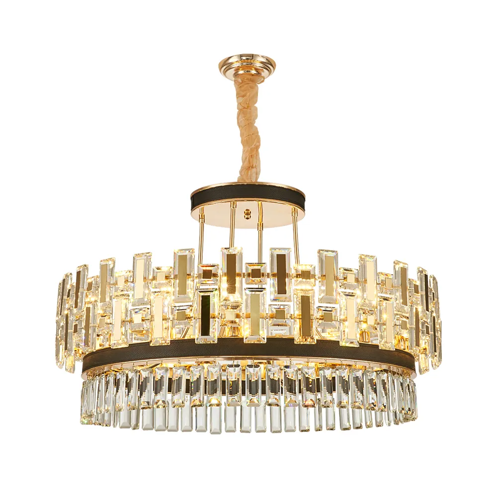 Lampada classica moderna in cristallo francese lampadari e lampade a sospensione in cristallo K9 con finiture in foglia di ottone di lusso