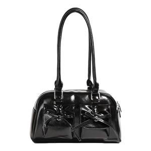 Sac à bandoulière vintage en cuir PU avec décoration à nœud Sac à main multi-compartiments de grande capacité pour femme - Product Image 4