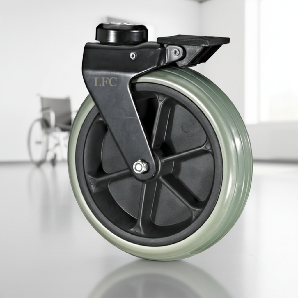 New 200mm 8 Inch Polyurethane Medical Caster Wheel PU Foamed PP Hospital Wheelchair Wheels for Medical Equipment