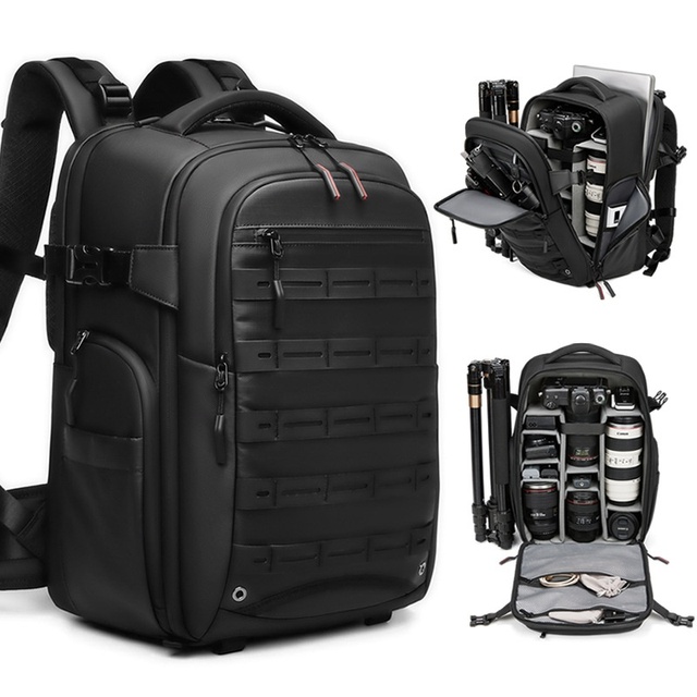 DSLR Camera Bag Large Capacity Multi-function Earthquake Resistance Breathable Dry Wet Separation Leather Computer All-in-one