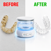 Nettoyeur à ultrasons pour appareils dentaires en verre 24W, étanche IPX6, modes 5 et 10 minutes pour aligneurs, prothèses dentaires et bijoux