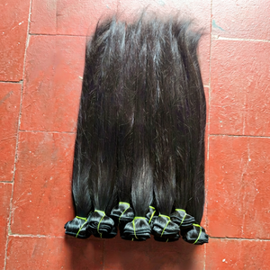 Extensiones de Cabello Humano Virgen Indio Remy de Calidad Premium, 22 Pulgadas, Grado 12A, Yaki Liso, para Tejido de Cabello a Máquina, Doble Trama - Product Image 1