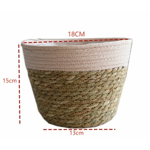 <span class=keywords><strong>Maceta</strong></span> Artesanal de Alta Calidad, Contenedor de Cultivo Impermeable de Dos Colores, Cesta Redonda de Mimbre para Plantas - Product Image 2
