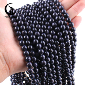 Zhe Ying 6/8/10mm pas cher bleu sable pierre perles rondes Bracelet perles de pierre pour la fabrication de bijoux bleu bleu sable perles de pierre - Product Image 6