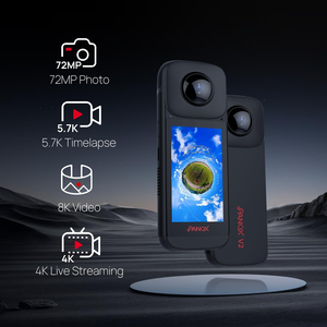 ชุดกล้องบันทึกภาพเคลื่อนไหว V2-360 หน้าจอสัมผัส 3 นิ้ว วิดีโอ 360 องศา 5.7K เซ็นเซอร์ 48MP ภาพถ่าย 360 องศา 72MP รองรับหลายแพลตฟอร์ม ถ่ายทอดสด 4K HDR - Product Image 4