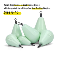 Plombs de pêche lumineux anti-emmêlement avec émerillon intégré pour la pêche en haute mer et la pêche à la traîne, tailles 6 #   à 40 #