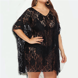 2024 de talla <span class=keywords><strong>grande</strong></span> verano nuevo encaje <span class=keywords><strong>grande</strong></span> suelto hueco playa traje de baño vacaciones vestido <span class=keywords><strong>Pareo</strong></span> para mujeres - Product Image 4