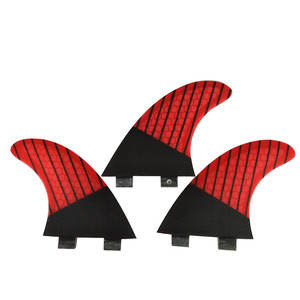 Ensemble de ailerons de planche de surf UPSURF en fibre de carbone nid d'abeille rouge et noir - Product Image 1