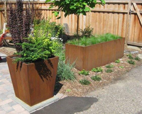 Grandes jardinières décoratives pour patio, pots à fleurs en acier corten durables pour l'extérieur