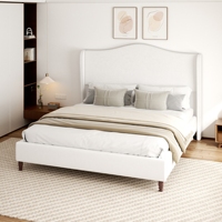 Cadre de lit capitonné moderne et durable, taille King/Queen, avec design pliable, sans sommier requis, couleur bleue