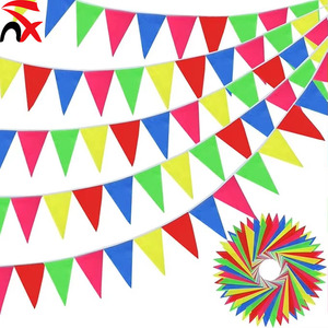 <span class=keywords><strong>Guirnalda</strong></span> de <span class=keywords><strong>Banderines</strong></span> Triangulares Multicolores Brillantes de Poliéster para Decoraciones de Cumpleaños, Bodas y Festividades - Product Image 1