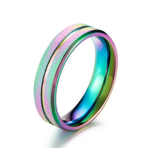 Frosted Brushed Seven Color Titanium Steel <b>Ring</b> Colored Rose Gold Unisex Daily Wear Couple Jewelry - Product Image 1