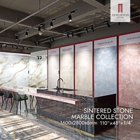 Dalle artificielle 1600x3200mm, luxe Calacatta, veines dorées modernes, dalle de marbre blanc, pierre frittée pour îlot de cuisine et extérieur